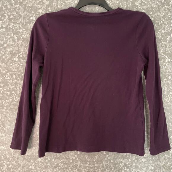 Croft & Barrow Purple Holiday Trim Long Sleeve Tee - Size Small - Christmas Top - Picture 5 of 5